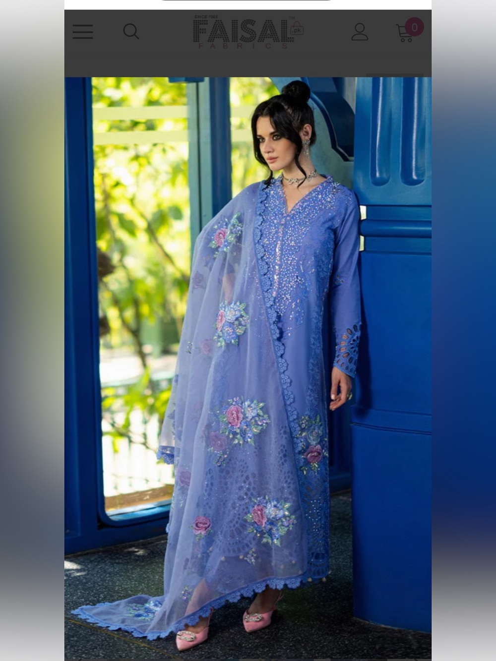 Embroidered Lavender Formal Dress with Floral Dupatta -